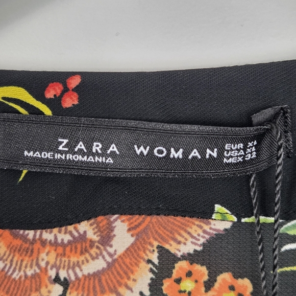 NWT ZARA Floral Print V-Neck Button-Up Short Dolman Sleeve Maxi Dress Size XL - Picture 7 of 10
